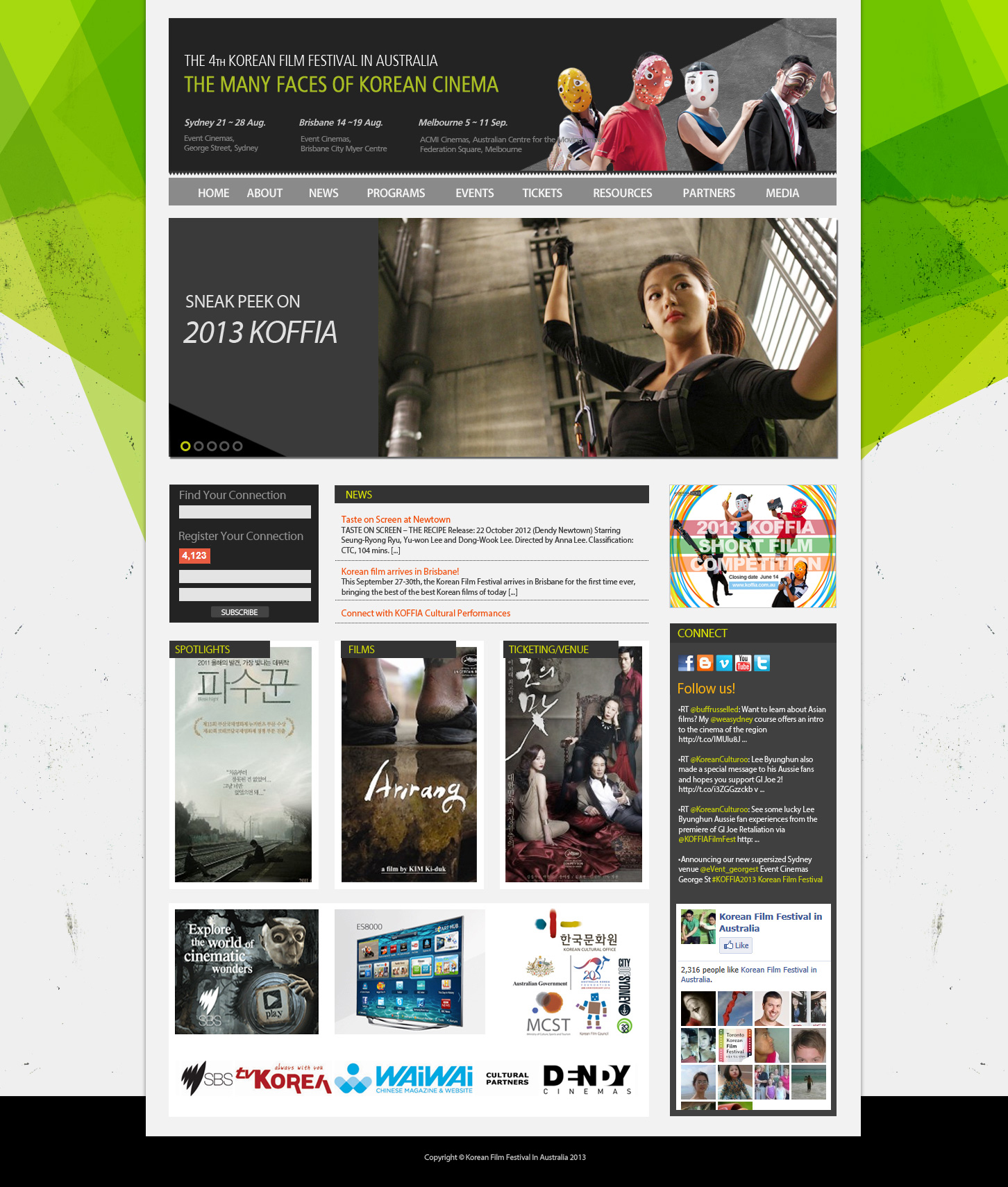 Koffia – Korean Film Festival in Australia – Website, Homepage Design